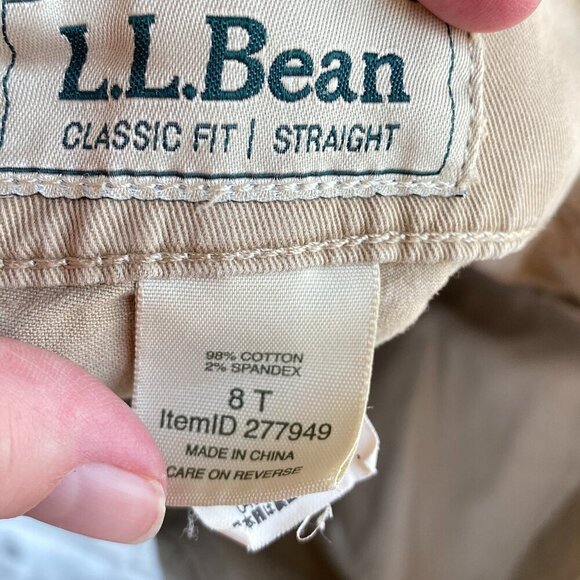 LL Bean womens classic fit/straight pants #277949 khaki size 8 tall - Picture 6 of 6